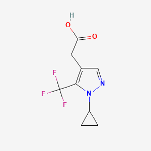 molecular formula C9H9F3N2O2 B8737345 2-(1-Cyclopropyl-5-(trifluoromethyl)-1H-pyrazol-4-yl)acetic acid CAS No. 1402445-94-6