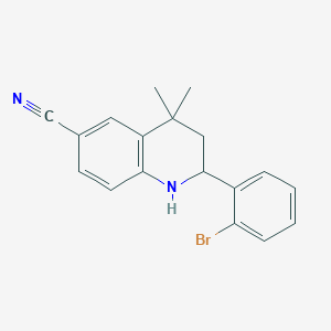 molecular formula C18H17BrN2 B8737463 6-Cyano-2-(2-bromophenyl)-4,4-dimethyl-1,2,3,4-tetrahydroquinoline 