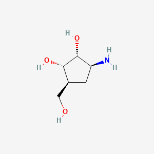 molecular formula C6H13NO3 B8737726 (1S,2R,3S,4S)-2,3-Dihydroxy-4-(hydroxymethyl)-1-aminocyclopentane CAS No. 106707-52-2
