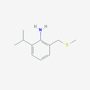 molecular formula C11H17NS B8737732 Benzenamine, 2-(1-methylethyl)-6-[(methylthio)methyl]- CAS No. 129971-23-9