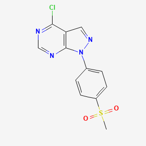 molecular formula C12H9ClN4O2S B8737769 4-Chloro-1-[4-(methanesulfonyl)phenyl]-1H-pyrazolo[3,4-d]pyrimidine CAS No. 832714-08-6