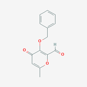 molecular formula C14H12O4 B8737811 2-Formyl-3-benzyloxy-6-methyl-pyran-4(1H)-one CAS No. 216581-46-3
