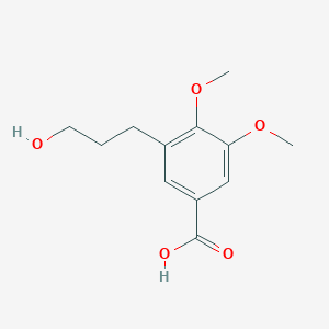 molecular formula C12H16O5 B8737821 3-(3-Hydroxypropyl)-4,5-dimethoxybenzoic acid CAS No. 647854-78-2