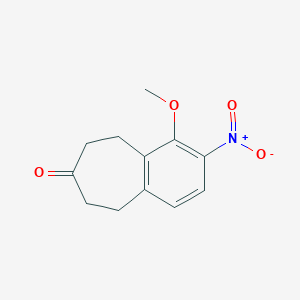 molecular formula C12H13NO4 B8737851 1-Methoxy-2-nitro-8,9-dihydro-5H-benzo[7]annulen-7(6H)-one 