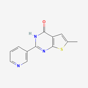 molecular formula C12H9N3OS B8737878 3,4-Dihydro-4-oxo-2-(pyridin-3-yl)-6-methylthieno[2,3-d]pyrimidine 