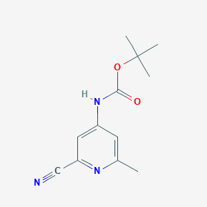 molecular formula C12H15N3O2 B8737988 tert-butyl N-(2-cyano-6-methylpyridin-4-yl)carbamate 