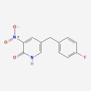 molecular formula C12H9FN2O3 B8738306 5-[(4-fluorophenyl)methyl]-3-nitro-2(1H)-pyridinone CAS No. 863443-02-1