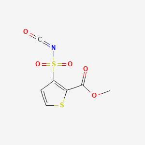 molecular formula C7H5NO5S2 B8738405 2-Thiophenecarboxylic acid, 3-(isocyanatosulfonyl)-, methyl ester CAS No. 79277-18-2