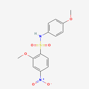 molecular formula C14H14N2O6S B8738525 2-Methoxy-N-(4-methoxy-phenyl)-4-nitro-benzenesulfonamide 