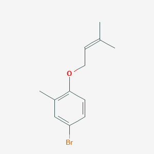 molecular formula C12H15BrO B8738752 4-Bromo-2-methyl-1-[(3-methylbut-2-en-1-yl)oxy]benzene 
