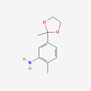 molecular formula C11H15NO2 B8739321 2-Methyl-5-(2-methyl-1,3-dioxolan-2-yl)aniline 