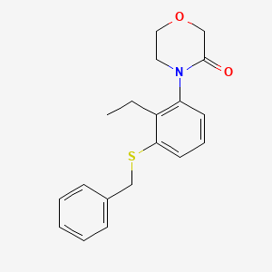 molecular formula C19H21NO2S B8739464 4-(3-(Benzylthio)-2-ethylphenyl)morpholin-3-one CAS No. 1182728-10-4