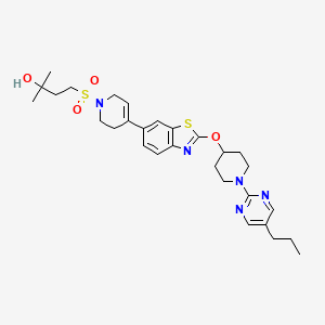 molecular formula C29H39N5O4S2 B8739631 2-Butanol, 4-[[3,6-dihydro-4-[2-[[1-(5-propyl-2-pyriMidinyl)-4-piperidinyl]oxy]-6-benzothiazolyl]-1(2H)-pyridinyl]sulfonyl]-2-Methyl- 