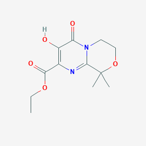 molecular formula C12H16N2O5 B8739859 Ethyl 3-hydroxy-9,9-dimethyl-4-oxo-4,6,7,9-tetrahydropyrimido[2,1-c][1,4]oxazine-2-carboxylate 