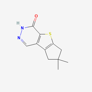 molecular formula C11H12N2OS B8740558 7,7-Dimethyl-7,8-dihydro-3H-cyclopenta[4,5]thieno[2,3-d]pyridazin-4(6H)-one 