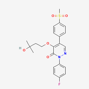 molecular formula C22H23FN2O5S B8740759 2-(4-Fluorophenyl)-4-(3-hydroxy-3-methylbutoxy)-5-(4-(methylsulfonyl)phenyl)pyridazin-3(2H)-one CAS No. 221030-56-4