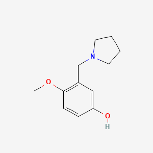 molecular formula C12H17NO2 B8740845 Phenol, 4-methoxy-3-(1-pyrrolidinylmethyl)- 
