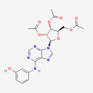 molecular formula C22H23N5O8 B8740882 (2R,3R,4R,5R)-2-(acetoxymethyl)-5-(6-((3-hydroxyphenyl)amino)-9H-purin-9-yl)tetrahydrofuran-3,4-diyl diacetate 