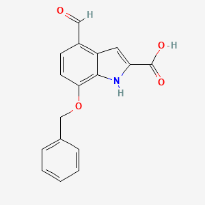 molecular formula C17H13NO4 B8741003 7-(Benzyloxy)-4-formyl-1H-indole-2-carboxylic acid CAS No. 84639-89-4