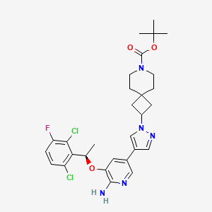 molecular formula C29H34Cl2FN5O3 B8741526 (R)-tert-butyl 2-(4-(6-amino-5-(1-(2,6-dichloro-3-fluorophenyl)ethoxy)pyridin-3-yl)-1H-pyrazol-1-yl)-7-azaspiro[3.5]nonane-7-carboxylate 