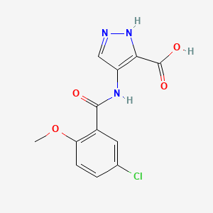 molecular formula C12H10ClN3O4 B8741733 4-(5-Chloro-2-methoxybenzamido)-1H-pyrazole-5-carboxylic acid CAS No. 825619-50-9