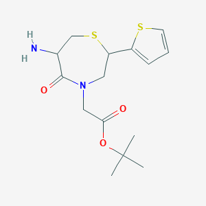molecular formula C15H22N2O3S2 B8741938 tert-Butyl-6-amino-5-oxo-2(2-thienyl)perhydro-1,4-thiazepine-4-acetate 
