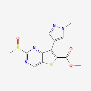 molecular formula C13H12N4O3S2 B8742448 methyl 7-(1-methyl-1H-pyrazol-4-yl)-2-(methylsulfinyl)thieno[3,2-d]pyrimidine-6-carboxylate 