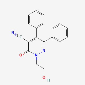 molecular formula C19H15N3O2 B8742567 2,3-Dihydro-2-(2-hydroxyethyl)-3-oxo-5,6-diphenyl-4-pyridazinecarbonitrile CAS No. 82231-98-9
