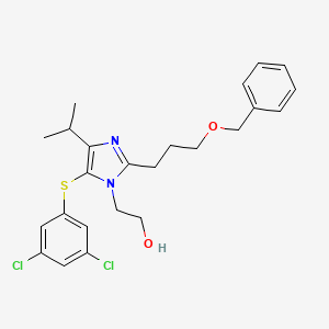 molecular formula C24H28Cl2N2O2S B8742695 1H-Imidazole-1-ethanol, 5-((3,5-dichlorophenyl)thio)-4-(1-methylethyl)-2-(3-(phenylmethoxy)propyl)- CAS No. 178980-56-8