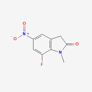 molecular formula C9H7FN2O3 B8742773 7-Fluoro-1-methyl-5-nitro-1,3-dihydro-indol-2-one CAS No. 875003-45-5
