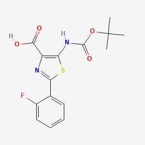 molecular formula C15H15FN2O4S B8743128 5-(Boc-amino)-2-(2-fluorophenyl)thiazole-4-carboxylic acid 