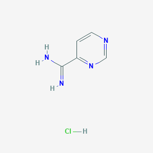 molecular formula C5H7ClN4 B8743230 Pyrimidine-4-carboximidamide hydrochloride 