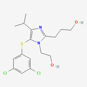 molecular formula C17H22Cl2N2O2S B8743369 1H-Imidazole-2-propanol, 5-((3,5-dichlorophenyl)thio)-1-(2-hydroxyethyl)-4-(1-methylethyl)- CAS No. 178980-57-9