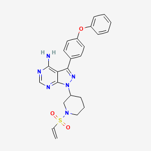 molecular formula C24H24N6O3S B8743440 1H-Pyrazolo[3,4-d]pyriMidin-4-aMine, 1-[1-(ethenylsulfonyl)-3-piperidinyl]-3-(4-phenoxyphenyl)- 