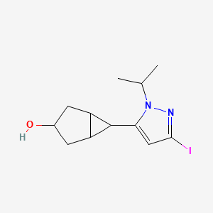 molecular formula C12H17IN2O B8743534 6-(3-Iodo-1-isopropyl-1H-pyrazol-5-yl)bicyclo[3.1.0]hexan-3-ol 