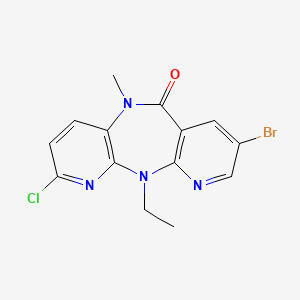 molecular formula C14H12BrClN4O B8743579 8-Bromo-2-chloro-11-ethyl-5-methyl-5H-dipyrido[3,2-B:2',3'-E][1,4]diazepin-6(11H)-one CAS No. 189393-17-7