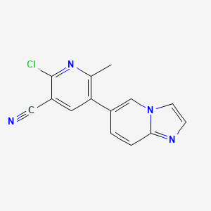 molecular formula C14H9ClN4 B8743669 2-Chloro-5-(imidazo[1,2-a]pyridin-6-yl)-6-methylpyridine-3-carbonitrile CAS No. 116355-37-4