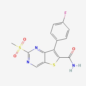 7-(4-Fluorophenyl)-2-(methylsulfonyl)thieno[3,2-d]pyrimidine-6-carboxamide