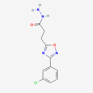 molecular formula C11H11ClN4O2 B8744076 3-[3-(3-Chloro-phenyl)-[1,2,4]oxadiazol-5-yl]-propionic acid hydrazide 