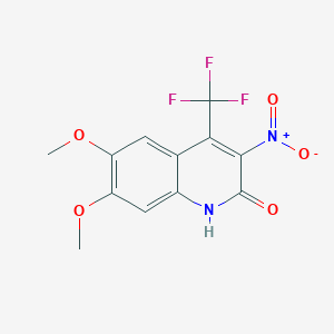 molecular formula C12H9F3N2O5 B8744178 6,7-dimethoxy-3-nitro-4-(trifluoromethyl)quinolin-2(1H)-one 