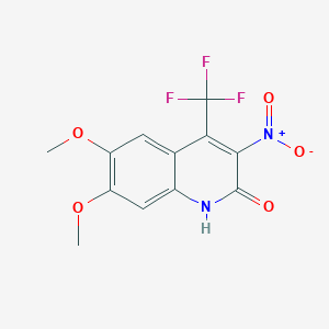 molecular formula C12H9F3N2O5 B8744178 6,7-Dimethoxy-3-nitro-4-(trifluoromethyl)quinolin-2-ol 