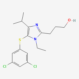 molecular formula C17H22Cl2N2OS B8744337 1H-Imidazole-2-propanol, 5-((3,5-dichlorophenyl)thio)-1-ethyl-4-(1-methylethyl)- CAS No. 178980-59-1
