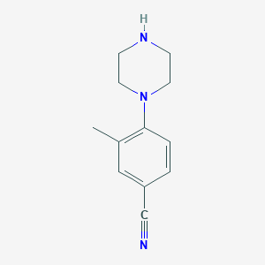 molecular formula C12H15N3 B8744759 3-Methyl-4-(piperazin-1-yl)benzonitrile 