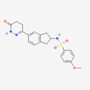 molecular formula C20H21N3O4S B8745002 Benzenesulfonamide, N-(2,3-dihydro-5-(1,4,5,6-tetrahydro-6-oxo-3-pyridazinyl)-1H-inden-2-yl)-4-methoxy- CAS No. 114149-42-7