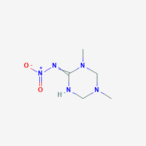 molecular formula C5H11N5O2 B8745044 N-(1,5-dimethyl-1,3,5-triazinan-2-ylidene)nitramide 