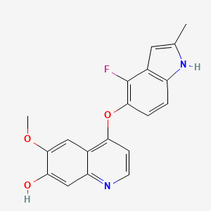 molecular formula C19H15FN2O3 B8745200 4-((4-Fluoro-2-methyl-1H-indol-5-YL)oxy)-6-methoxyquinolin-7-OL 