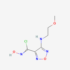 molecular formula C6H9ClN4O3 B8745274 N-Hydroxy-4-[(2-methoxyethyl)amino]-1,2,5-oxadiazole-3-carboximidoyl chloride 