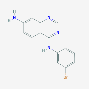 molecular formula C14H11BrN4 B8745386 7-Amino-4-[(3-bromophenyl)amino]quinazoline 