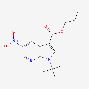 molecular formula C15H19N3O4 B8745425 1H-Pyrrolo[2,3-b]pyridine-3-carboxylic acid, 1-(1,1-dimethylethyl)-5-nitro-, propyl ester 