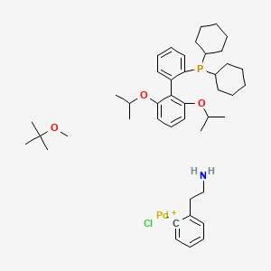 molecular formula C43H65ClNO3PPd B8745620 Chloropalladium(1+),dicyclohexyl-[2-[2,6-di(propan-2-yloxy)phenyl]phenyl]phosphane,2-methoxy-2-methylpropane,2-phenylethanamine 